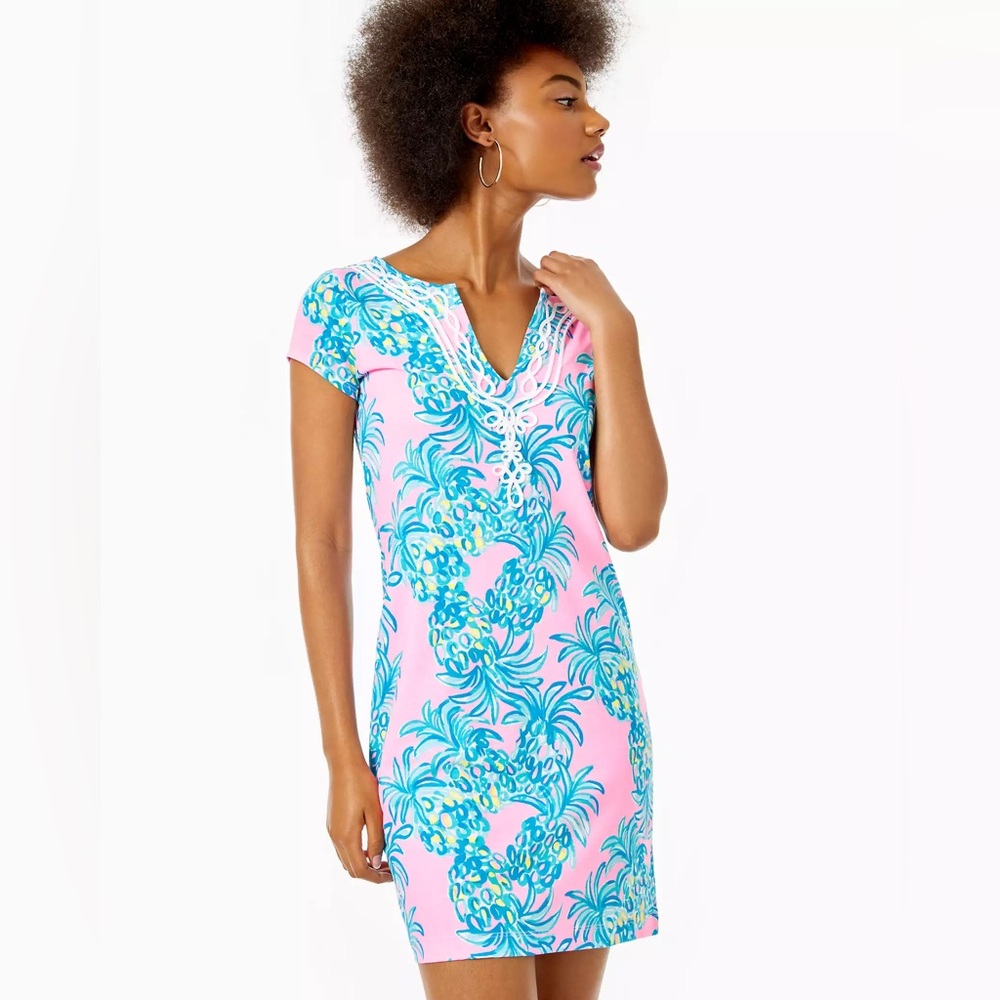 Lilly Pulitzer T Shirt Brewster Dress- Pelican Beat the Heat Blue